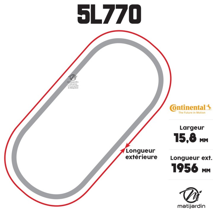 Courroie tondeuse 5L770 Continental Kevlar - 15,8 x 9,5 x 1956  mm