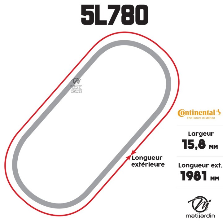 Courroie tondeuse 5L780 Continental Kevlar - 15,8 x 9,5 x 1981  mm