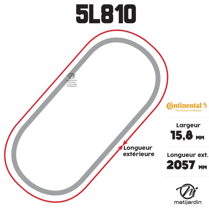 Courroie tondeuse 5L810 Continental Kevlar - 15,8 x 9,5 x 2057  mm