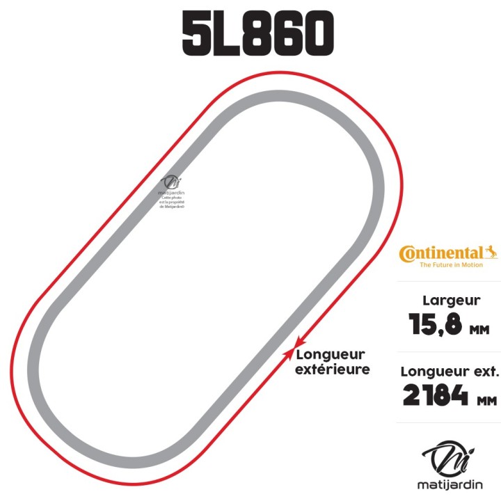 Courroie tondeuse 5L860 Continental Kevlar - 15,8 x 9,5 x 2184  mm