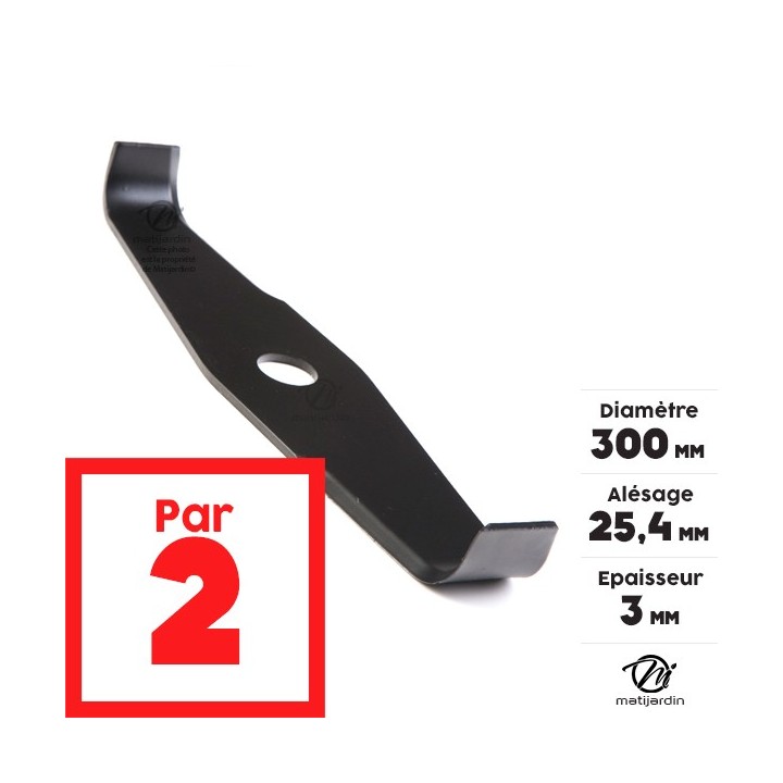Lame débroussailleuse spéciale ronce. Ø 300 mm. Alésage 25,4 mm. Epaisseur 3 mm. Par 2