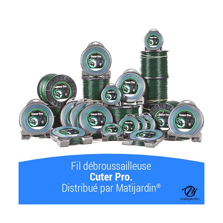 Fil débroussailleuse nylon Cuter'Pro 4 mm x 168 m. Hélicoïdal. Bobine. Par 2