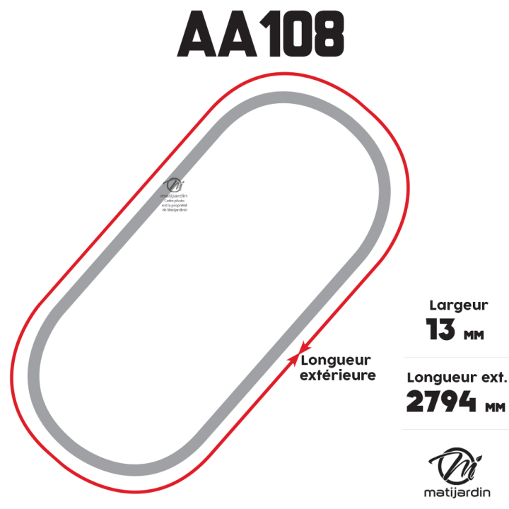 Courroie tondeuse Héxagonale AA108 - 13 mm x 2826 mm