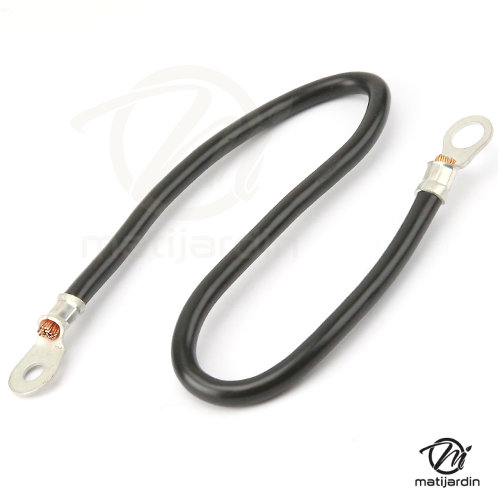 Câble batterie avec cosses pour tondeuse. Noir. Longueur 40 cm