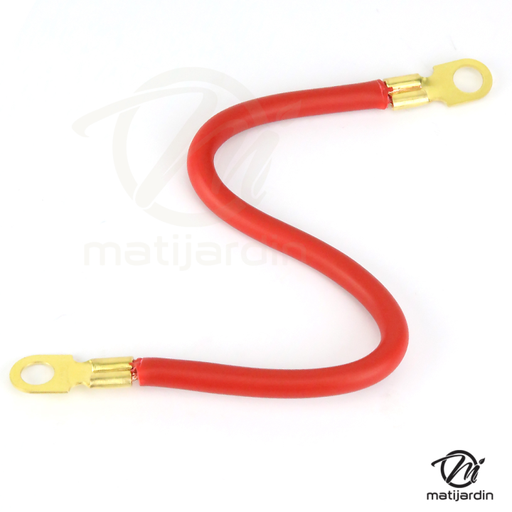 Câble batterie avec cosses pour tondeuse. Rouge. Longueur 30 cm