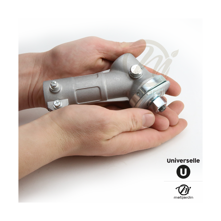 Renvoi d'angle universel pour débroussailleuse + Adaptateur 9 cannelures