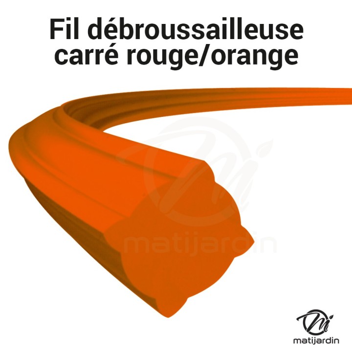 Fil débroussailleuse nylon 3 mm x 88 m. Carré. Rouge/Orange. Bobine.