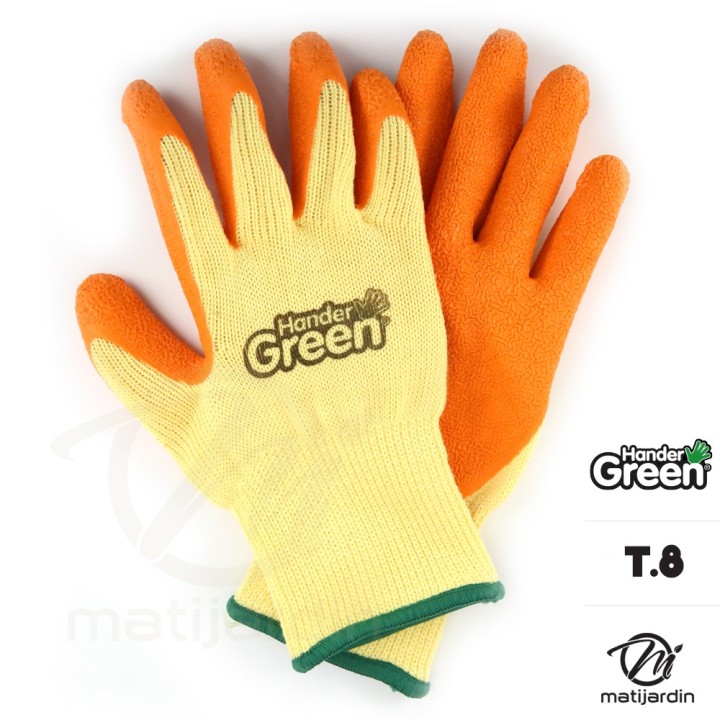 Gants haute qualité. Taille 8. Jaune/orange. HanderGreen®