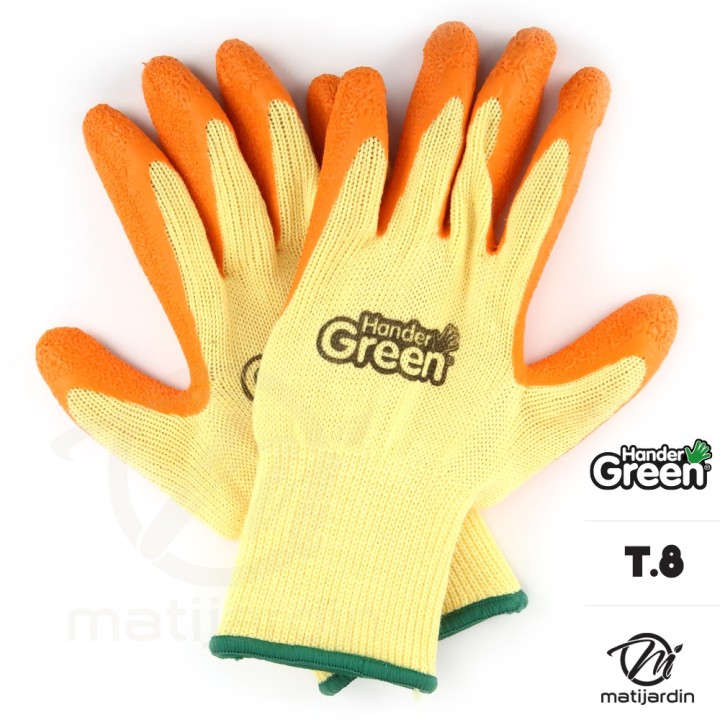 Gants haute qualité. Taille 8. Jaune/orange. HanderGreen®