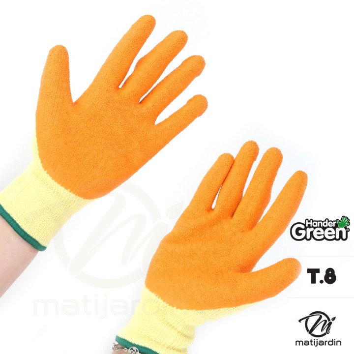 Gants haute qualité. Taille 8. Jaune/orange. HanderGreen®