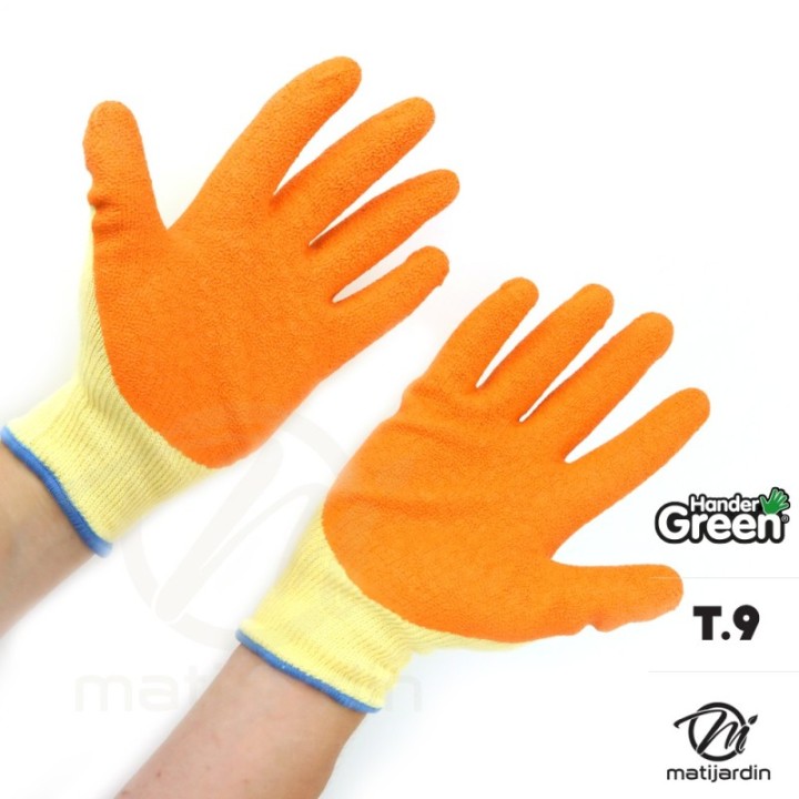 Gants haute qualité. Taille 9. Jaune/orange. HanderGreen®