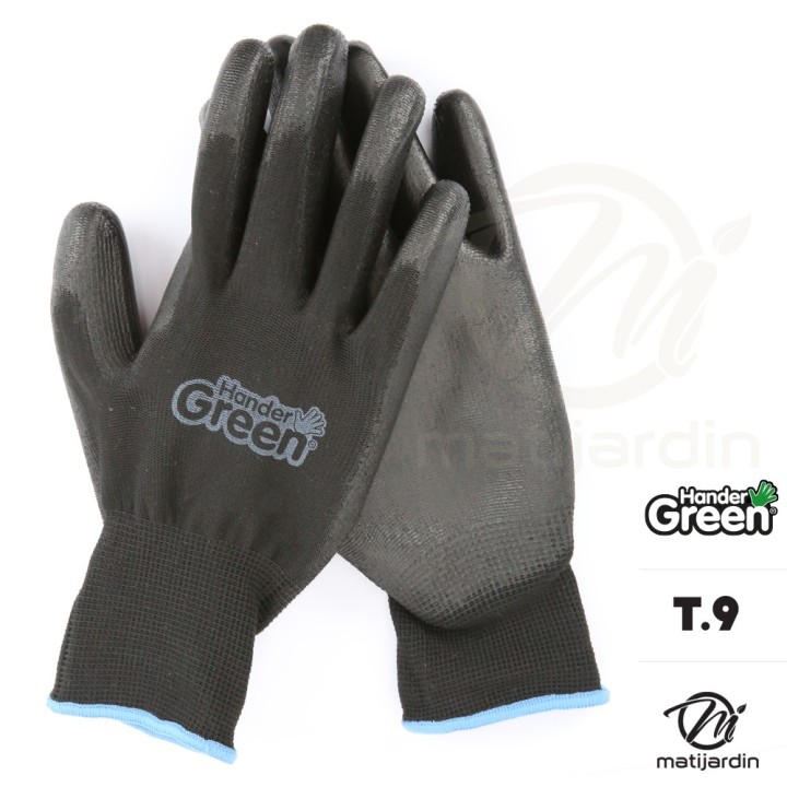 Gants polyester. Taille 9. Noir. HanderGreen®