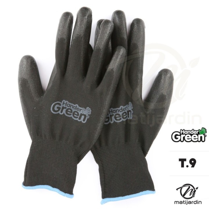 Gants polyester. Taille 9. Noir. HanderGreen®