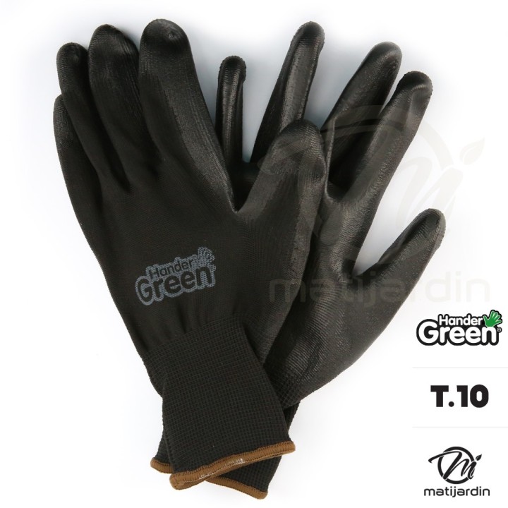 Gants polyester. Taille 10. Noir. HanderGreen®