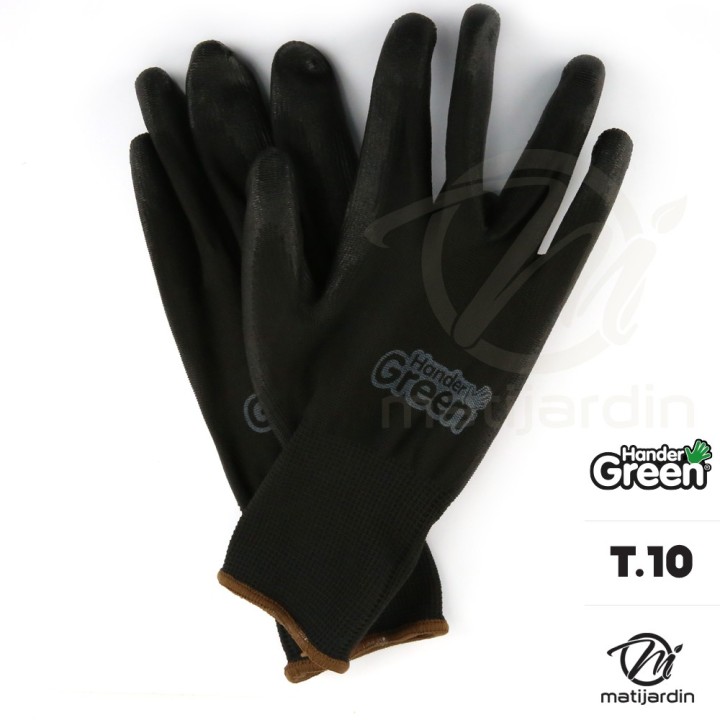 Gants polyester. Taille 10. Noir. HanderGreen®