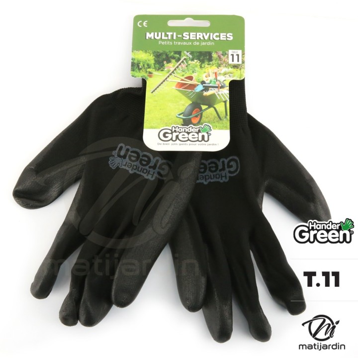 Gants polyester. Taille 11. Noir. HanderGreen®