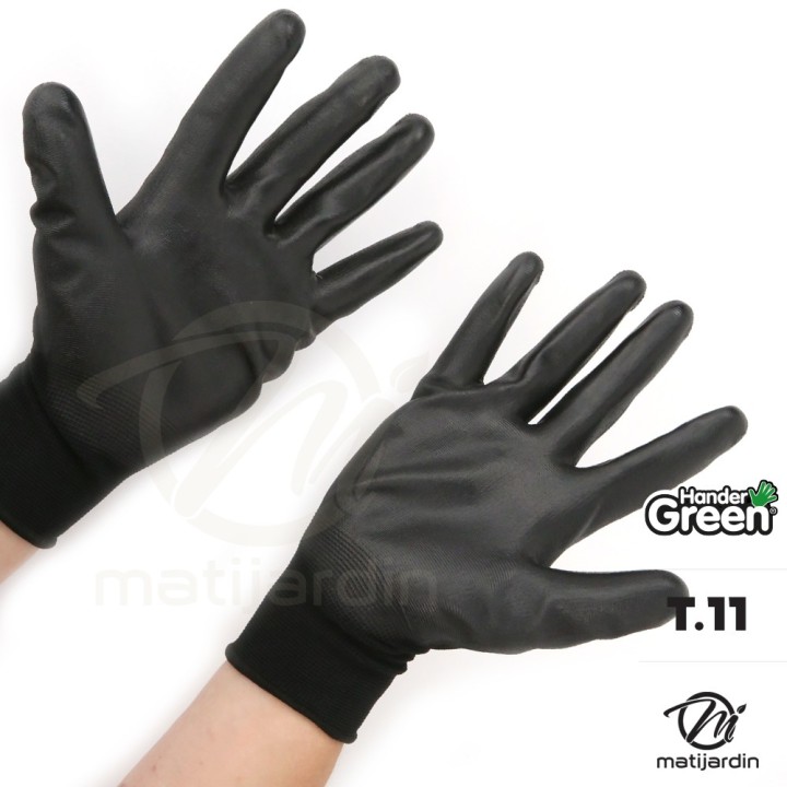 Gants polyester. Taille 11. Noir. HanderGreen®