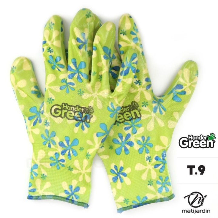 Gants imprimés. Taille 9. Vert/transparent. HanderGreen®