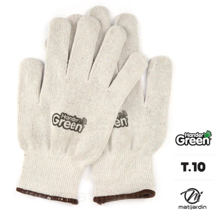 Gants anti-dérapant. Taille 10. Blanc/noir. HanderGreen®