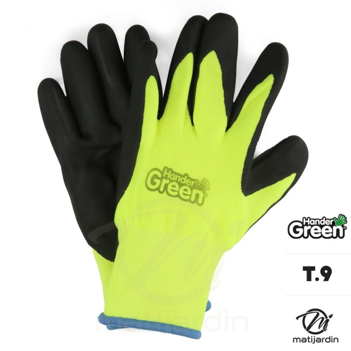 Gants double protection. Taille 9. Fluo/noir. HanderGreen®