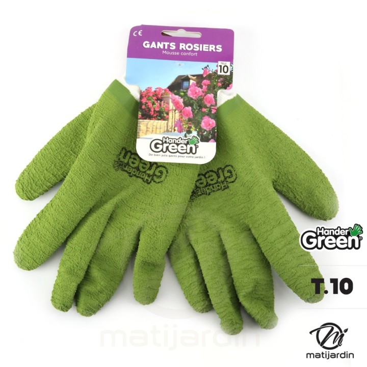 Gants crinkle. Taille 10. Blanc/vert. HanderGreen®