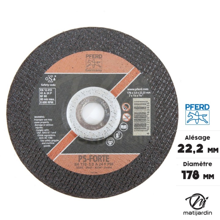 Disques à découper des métaux x25. Ø 178 mm. Alésage 22,2 mm. Epaisseur 2 mm