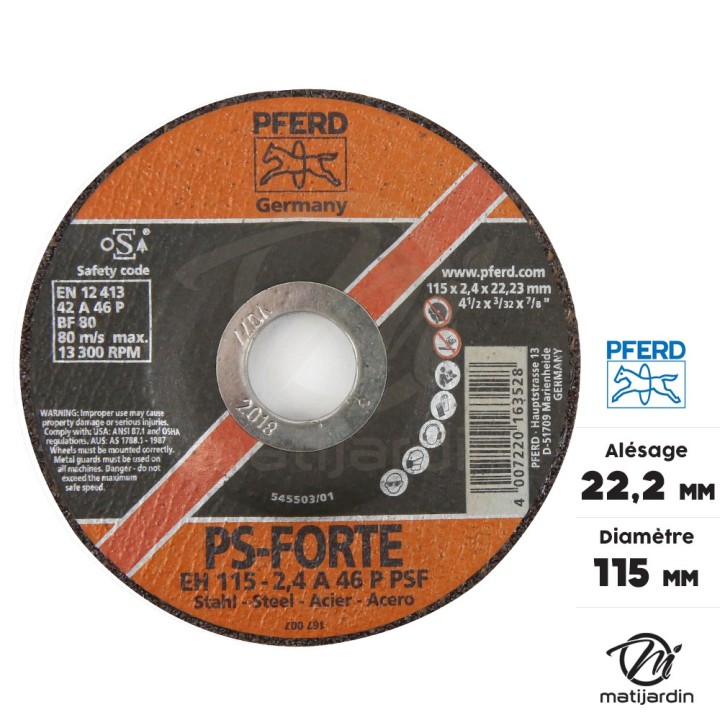 Disques à découper des métaux x25. Ø 115 mm. Alésage 22,2 mm. Epaisseur 2 mm