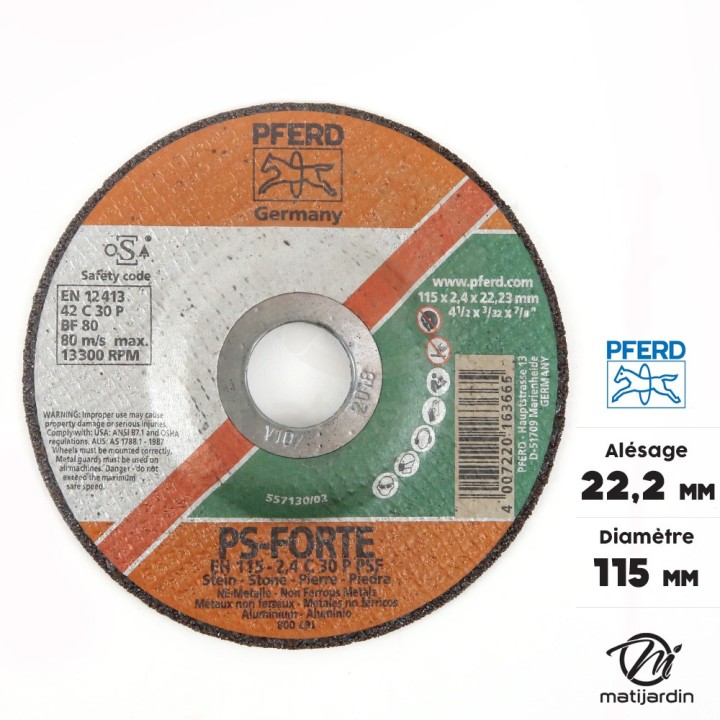 Disques à découper des matériaux x25. Ø 115 mm. Alésage 22,2 mm. Epaisseur 2 mm