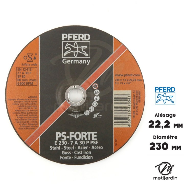 Disques à ébarber des matériaux x10. Ø 230 mm. Alésage 22,2 mm. Epaisseur 6 mm