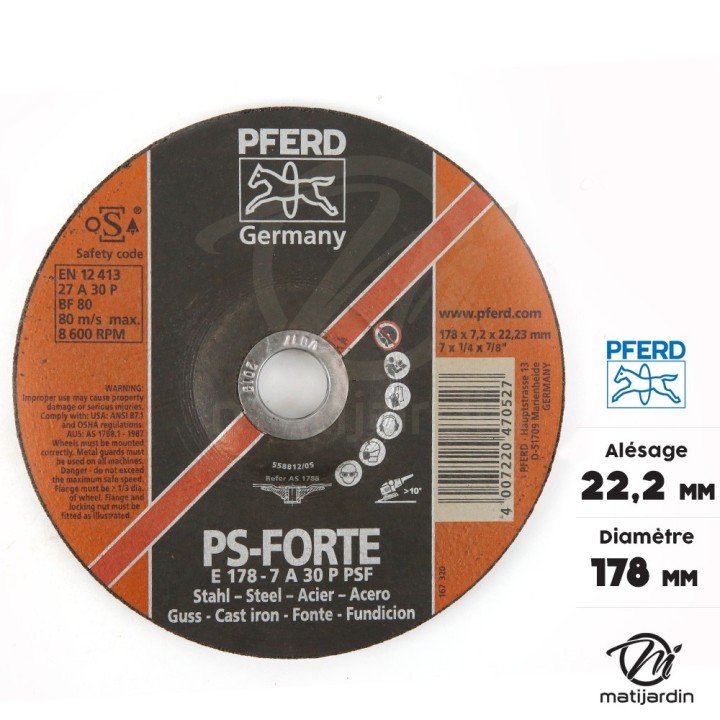 Disques à ébarber des matériaux x10. Ø 178 mm. Alésage 22,2 mm. Epaisseur 6 mm