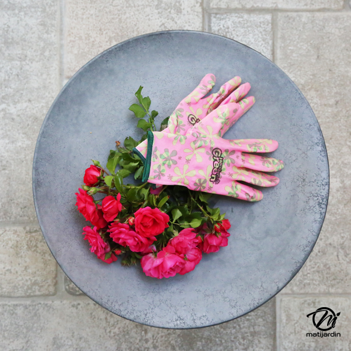Gants imprimés. Taille 7. Rose/transparent. HanderGreen®