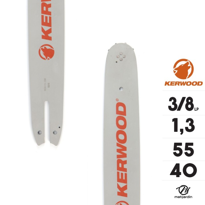 Kit tronçonneuse 1 guide + 2 chaînes Kerwood. 40 cm 3/8”LP 1,3 mm. 16B2KCWD. 55 maillons