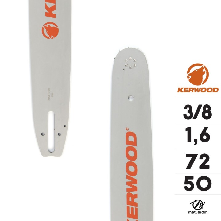 Kit tronçonneuse 1 guide + 2 chaînes Kerwood. 50 cm 3/8” 1,6 mm. 20A4KLWE. 72 maillons