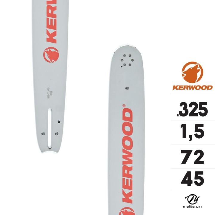 Kit tronçonneuse 1 guide + 2 chaînes Kerwood. 45 cm. 0,325”  1,5 mm. 18C3KLWA. 72 maillons