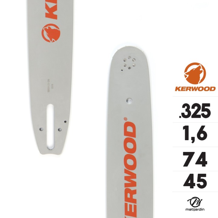 Kit tronçonneuse 1 guide + 2 chaînes Kerwood. 45cm, 0,325”. 1,6 mm. 18C4KSWE. 74 maillons