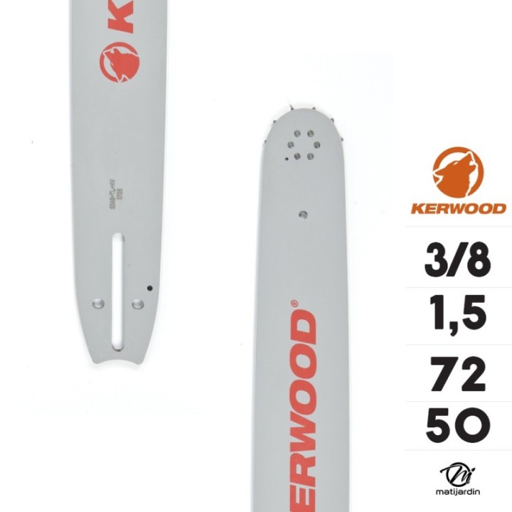 Kit tronçonneuse 1 guide + 2 chaînes Kerwood. 50 cm. 3/8”. 1,5 mm. 20A3KLWC. 72 maillons