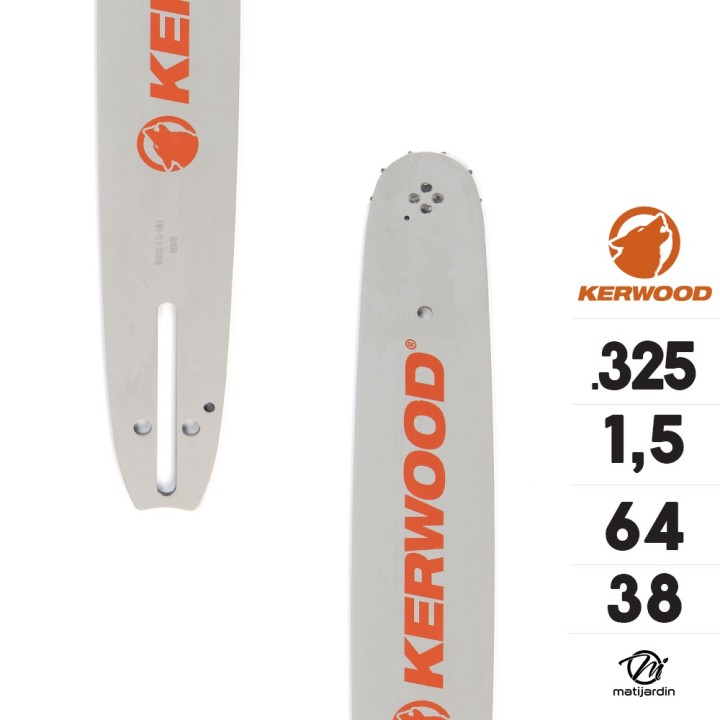 Kit tronçonneuse 1 guide + 2 chaînes Kerwood. 38 cm. 0,325. 1,5 mm. 15C3KSWB. 64 maillons