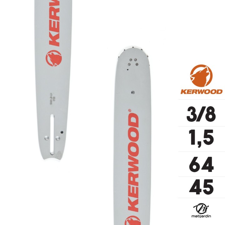 Kit tronçonneuse 1 guide + 2 chaînes Kerwood. 45 cm, 3/8”. 1,5 mm. 18A3KSWB. 64 maillons