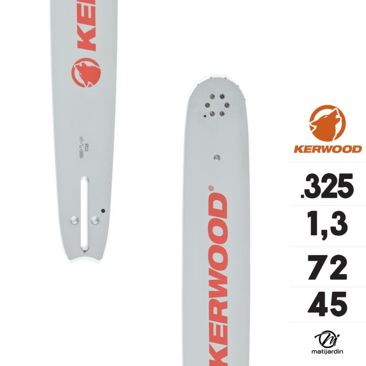 Kit tronçonneuse 1 guide + 2 chaînes Kerwood. 45 cm. 0,325”. 1,3 mm. 18C2KLWB. 72 maillons