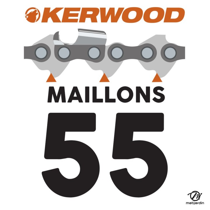 Chaînes tronçonneuses Kerwood x3. 55 maillons, 3/8” LP. 1,3 mm