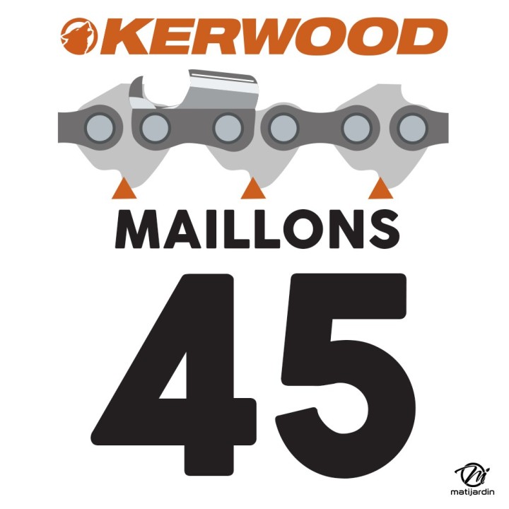 Chaînes tronçonneuses Kerwood x3. 45 maillons 3/8”LP. 1,3 mm
