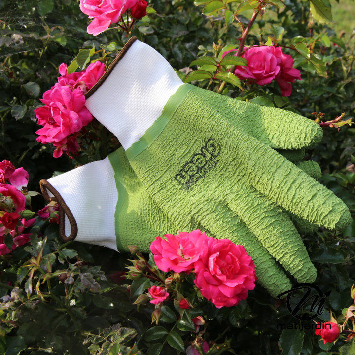 Gants crinkle. Taille 9. Blanc/vert. HanderGreen®