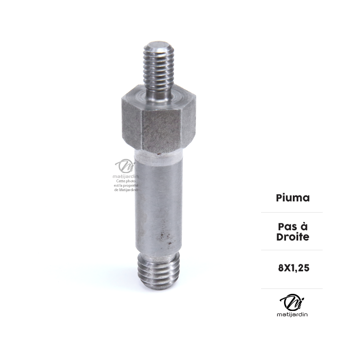 Adaptateur pour tête débroussailleuse. Mâle. Ø 8x1,25. Pas à droite