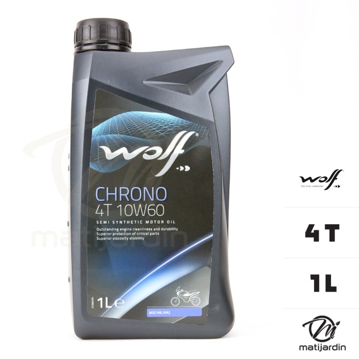 Huile moteur Wolf Chrono 4 Temps pour 2 roues. 10W60. 1 litre