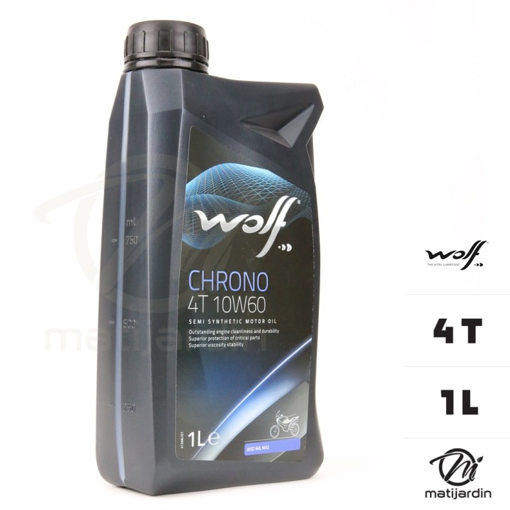 Huile moteur Wolf Chrono 4 Temps pour 2 roues. 10W60. 1 litre