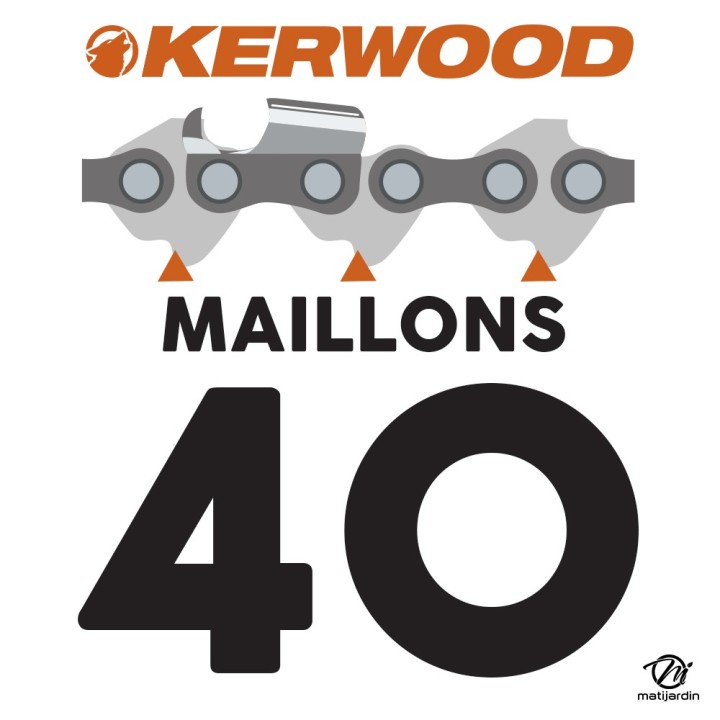 Chaine Kerwood pour ZENOAH GT310-12 3/8"LP 1,3 mm 40 maillons
