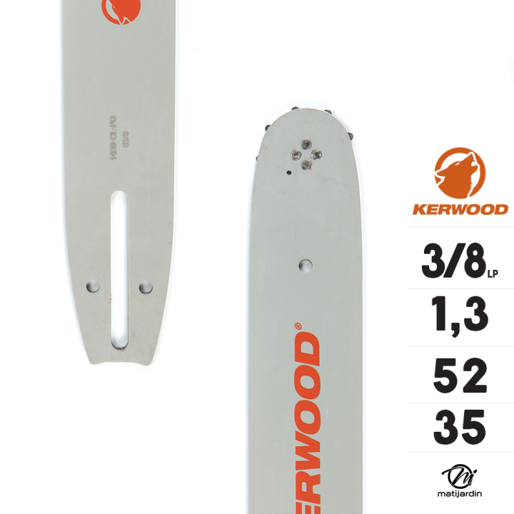 Kit tronçonneuse 1 guide + 2 chaînes Kerwood. 35 cm 3/8”LP 1,3 mm. 14B2KCWA. 52 maillons