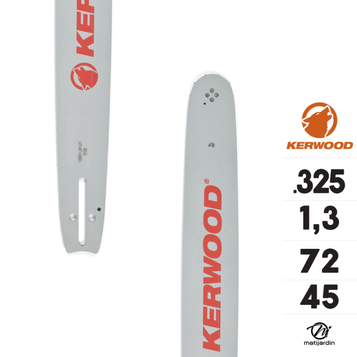 Kit tronçonneuse 1 guide + 2 chaînes Kerwood. 45 cm. 0,325”. 1,3 mm. 18C2KSWB. 72 maillons