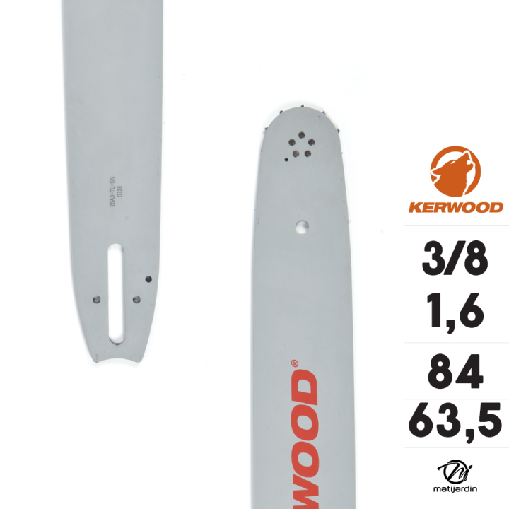 Kit tronçonneuse 1 guide + 2 chaînes Kerwood. 63,50 cm, 3/8”. 1,6 mm. 25A4KLWE. 84 maillons