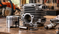 Moteur 2 temps : cylindre, piston et vilebrequin